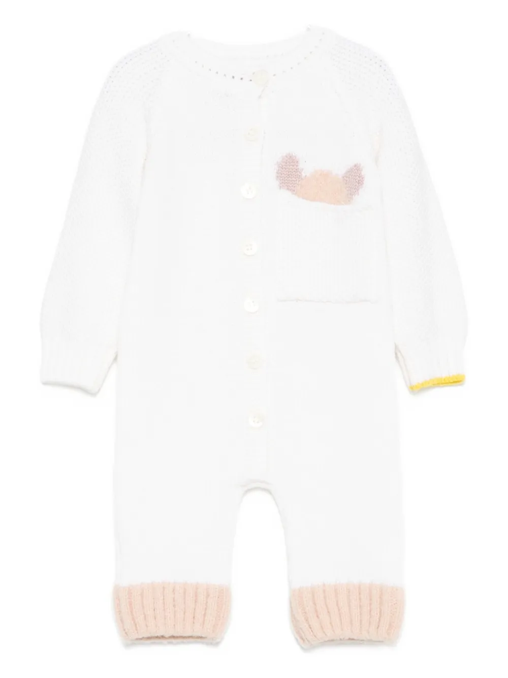 Gensami Knitted Button-fastening Romper In White