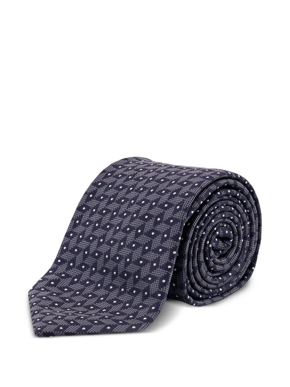 Giorgio Armani Geometric-pattern Silk Tie In Blue