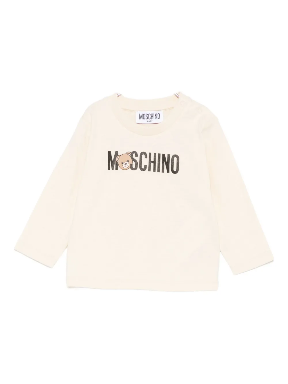 Moschino Kids teddy-logo long-sleeve T-shirt Beige