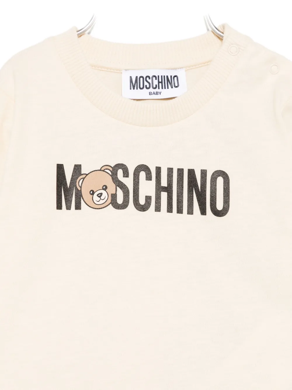 Moschino Kids teddy-logo long-sleeve T-shirt Beige