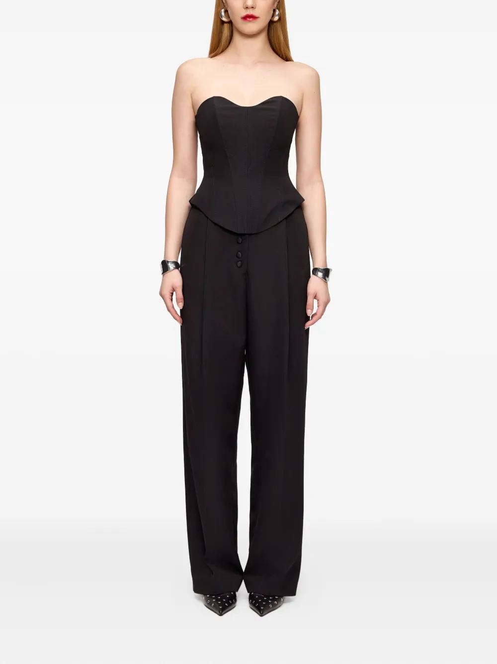 V:PM ATELIER Rita pleated trousers - Zwart