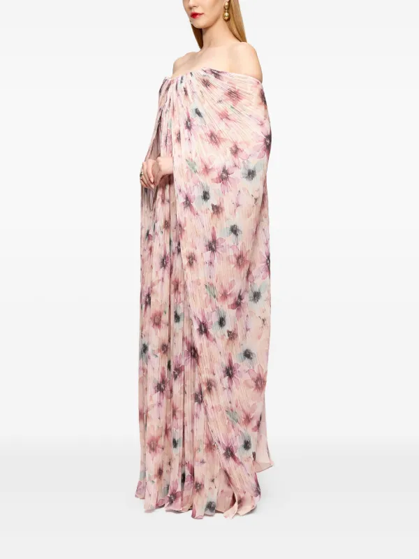 open lace back dress Gianna Plissé Dress, Merlot Peonies / XL | AU14