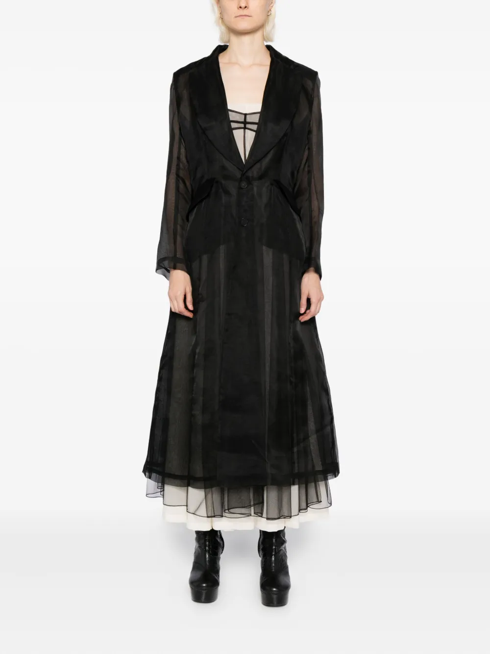 Quetsche printed semi-sheer coat | Single Breasted Coats | Image 2
