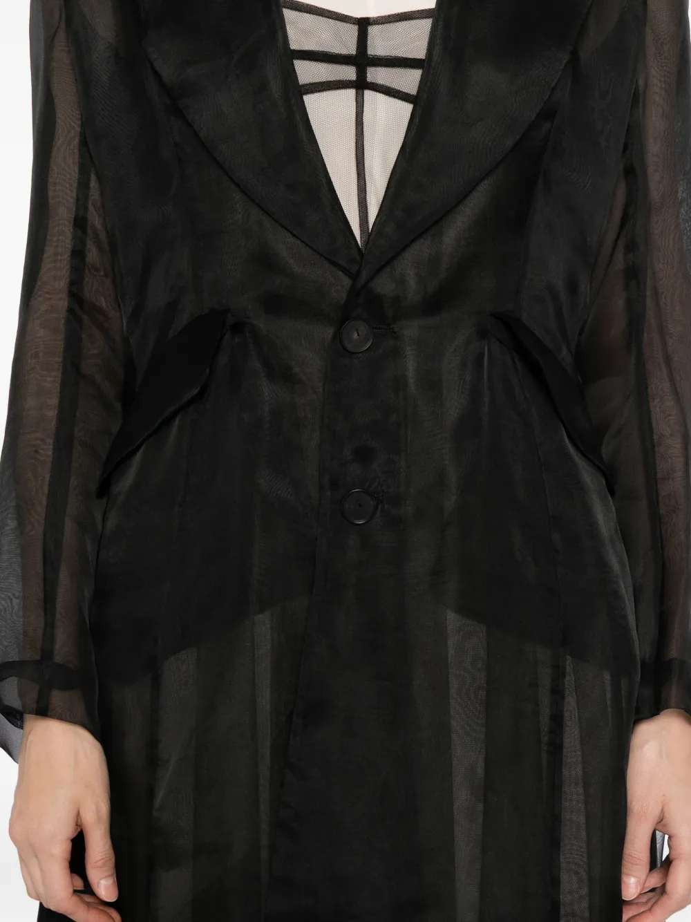 Quetsche Printed Semi-sheer Coat In Black