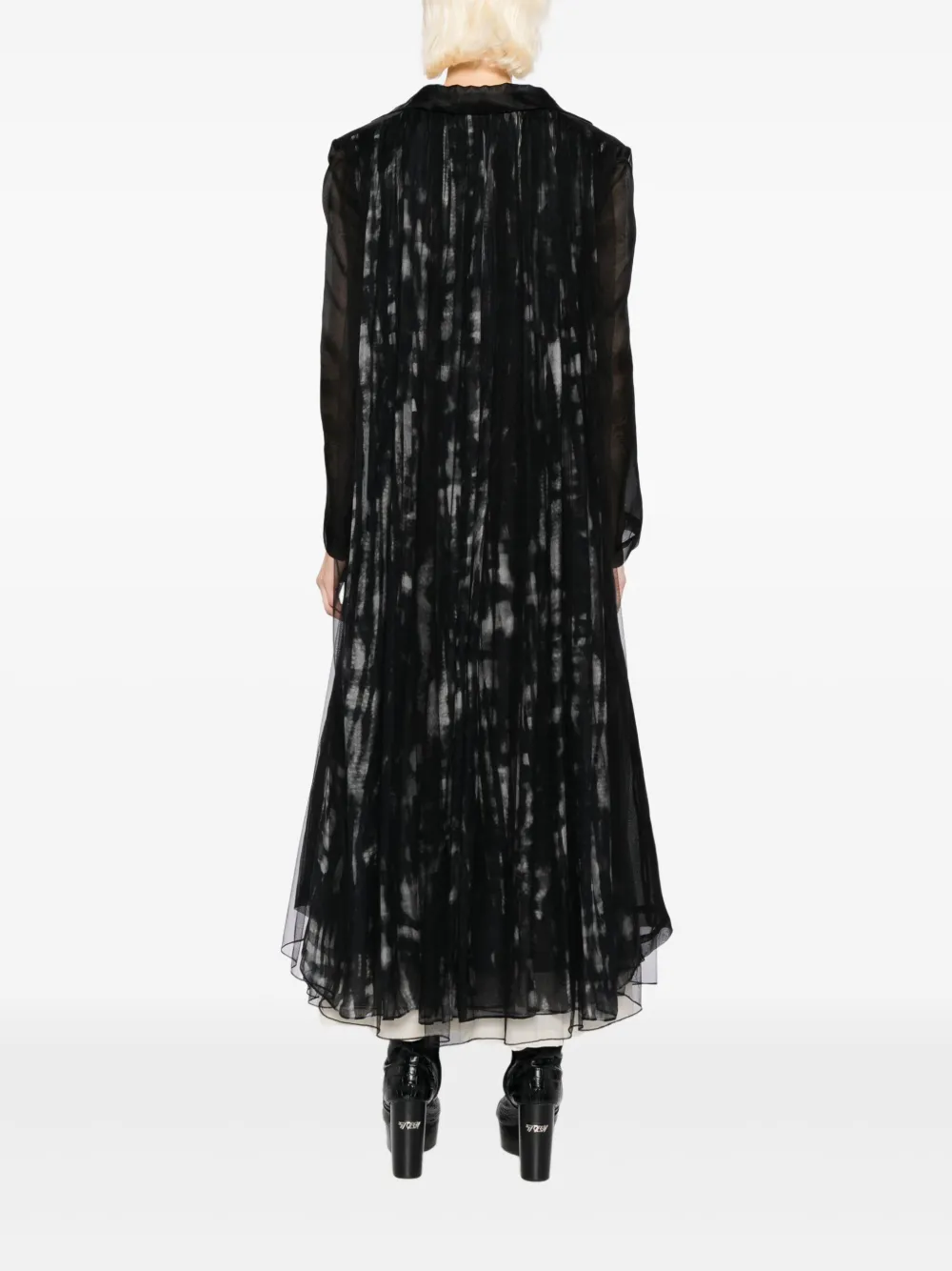 Quetsche Printed Semi-sheer Coat In Black