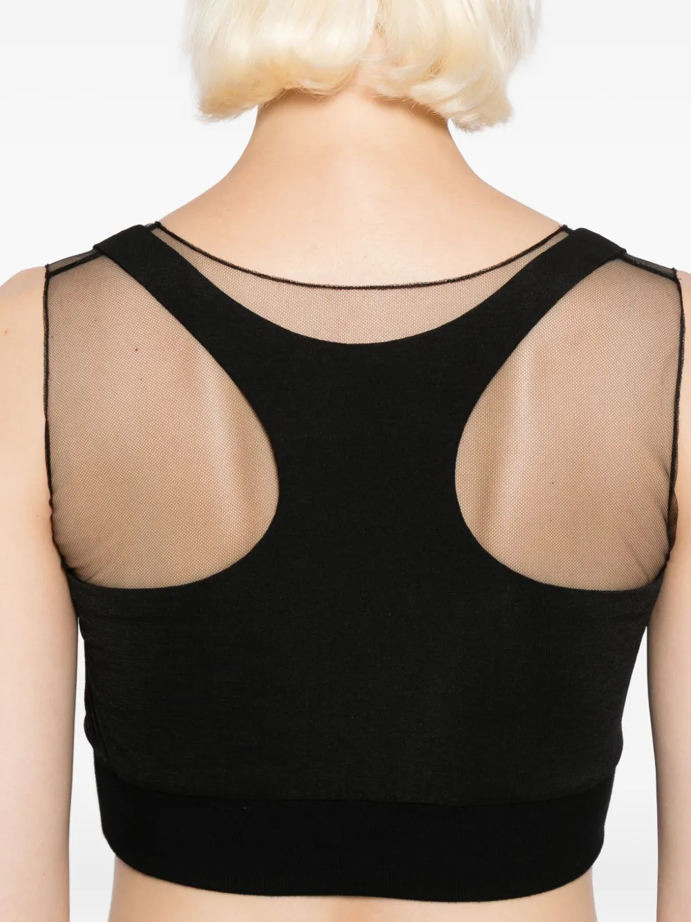 Quetsche Semi-sheer Panelled Top In Black