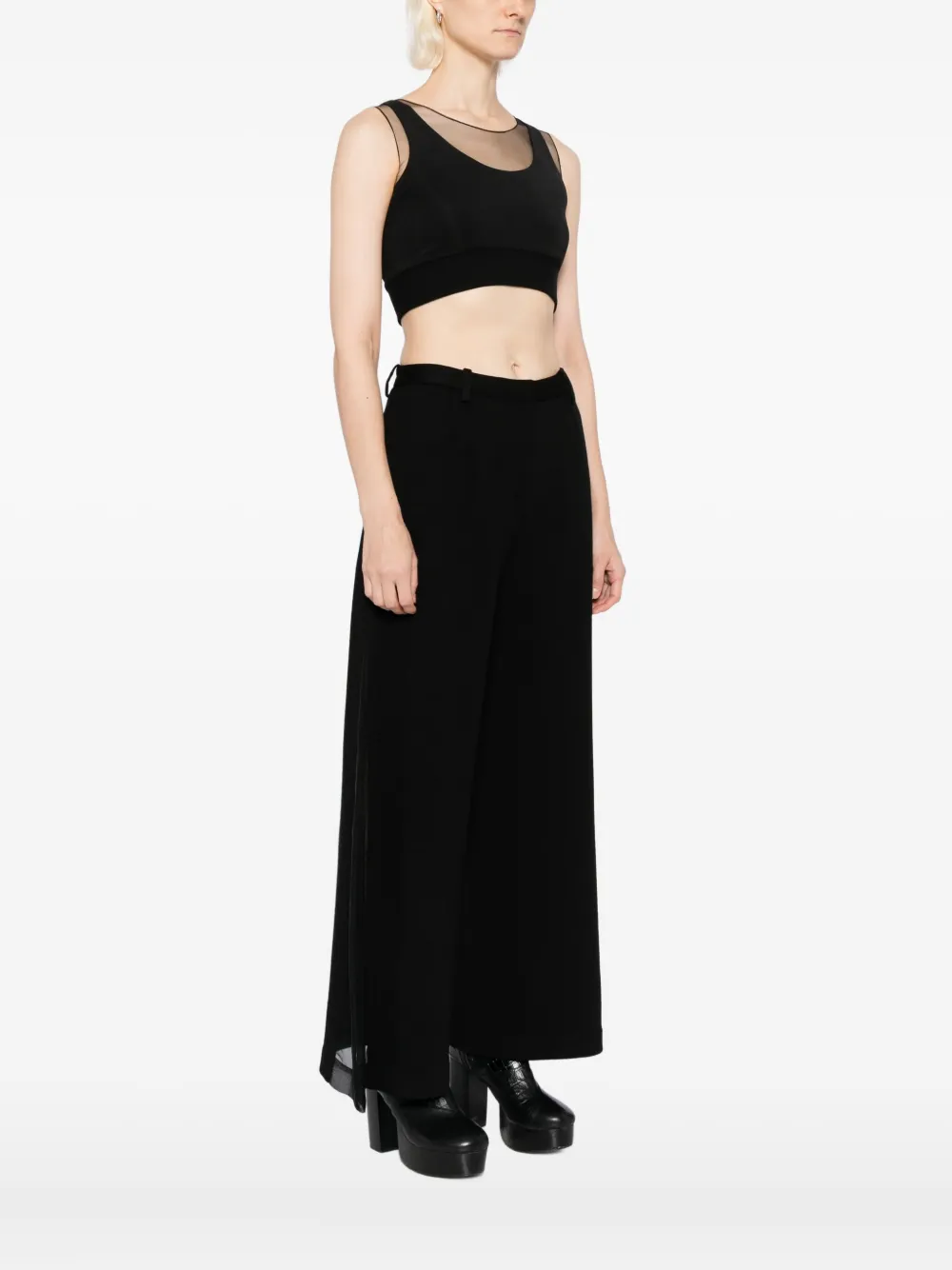 Quetsche Semi-sheer Panelled Top In Black