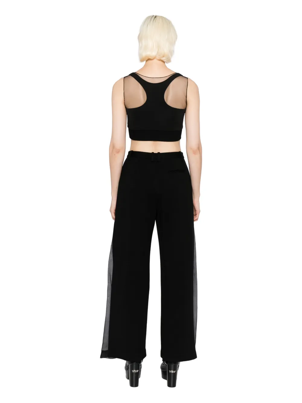 Quetsche Semi-sheer Panelled Top In Black
