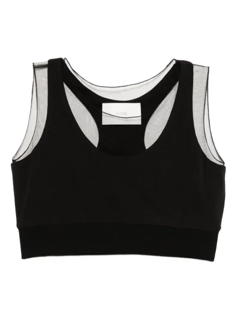 Quetsche semi-sheer panelled top