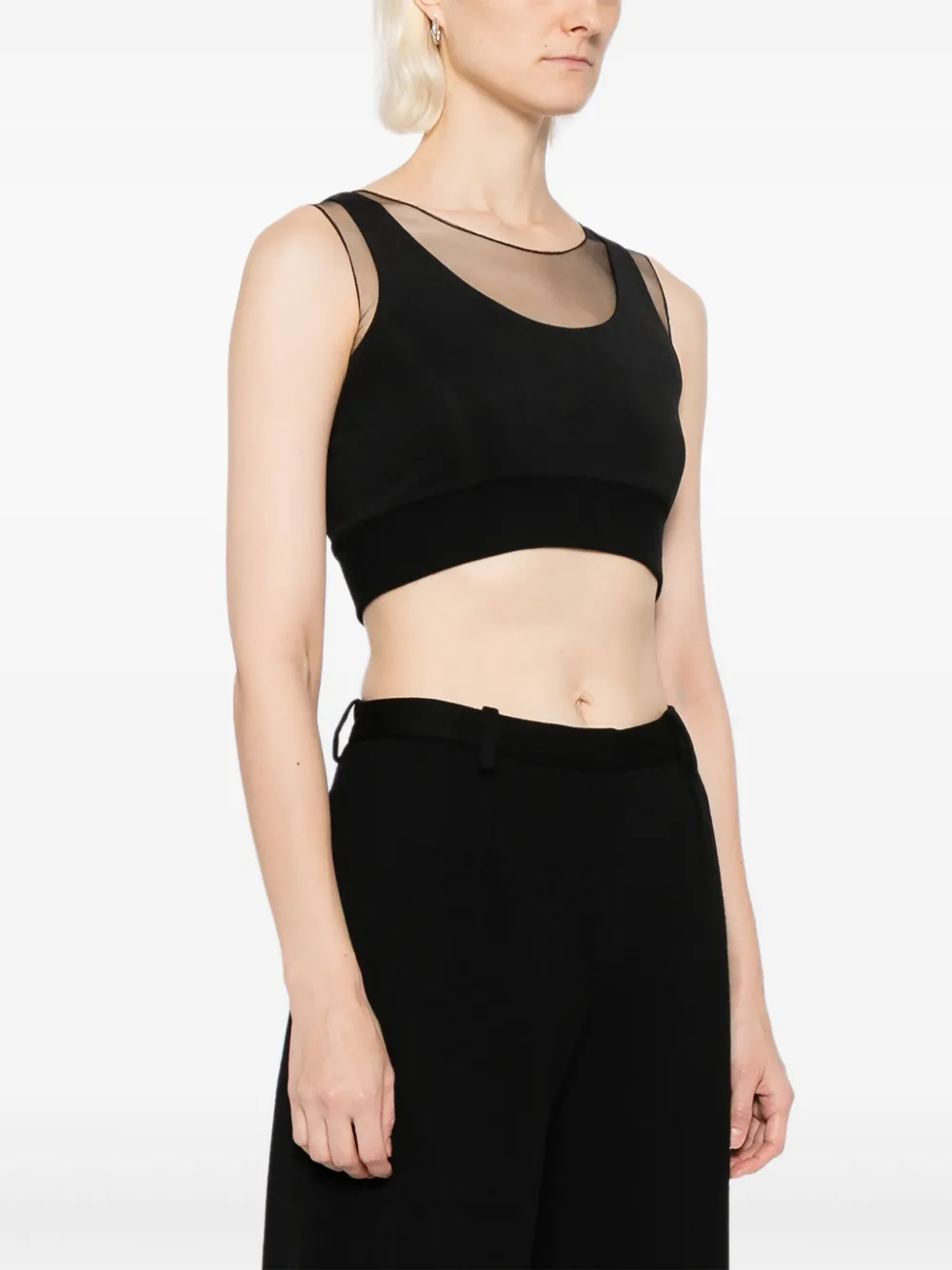  Quetsche Top Con Paneles Semitranslúcidos - Negro 