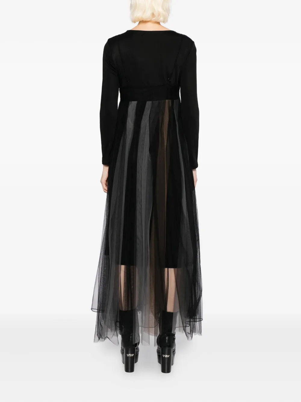 Quetsche Layered Long-sleeved Dress In Black
