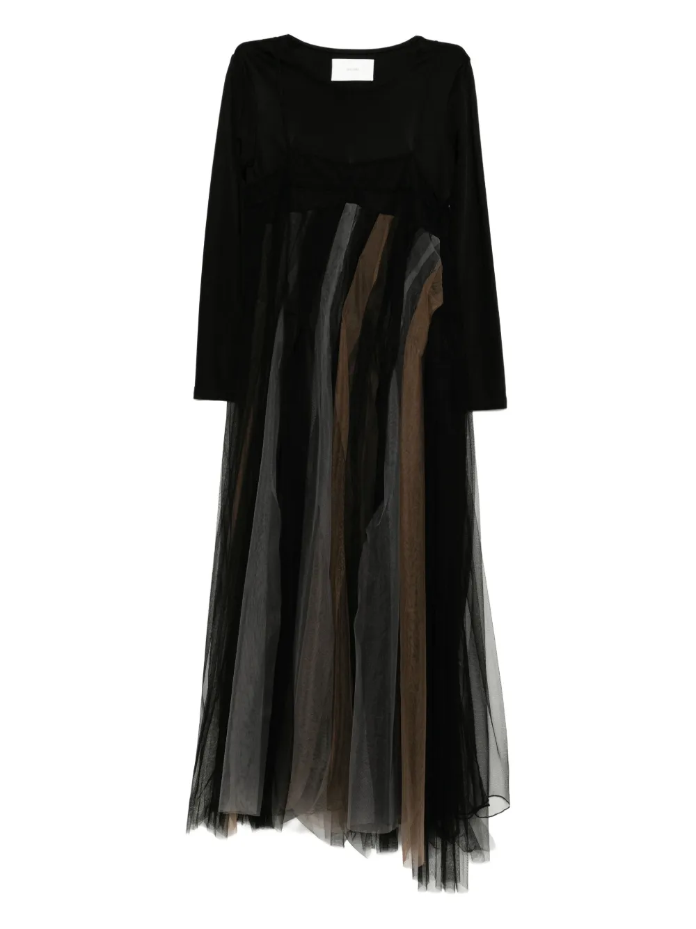Quetsche layered long-sleeved dress | Black | Image 1