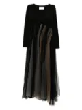 Quetsche layered long-sleeved dress - Black