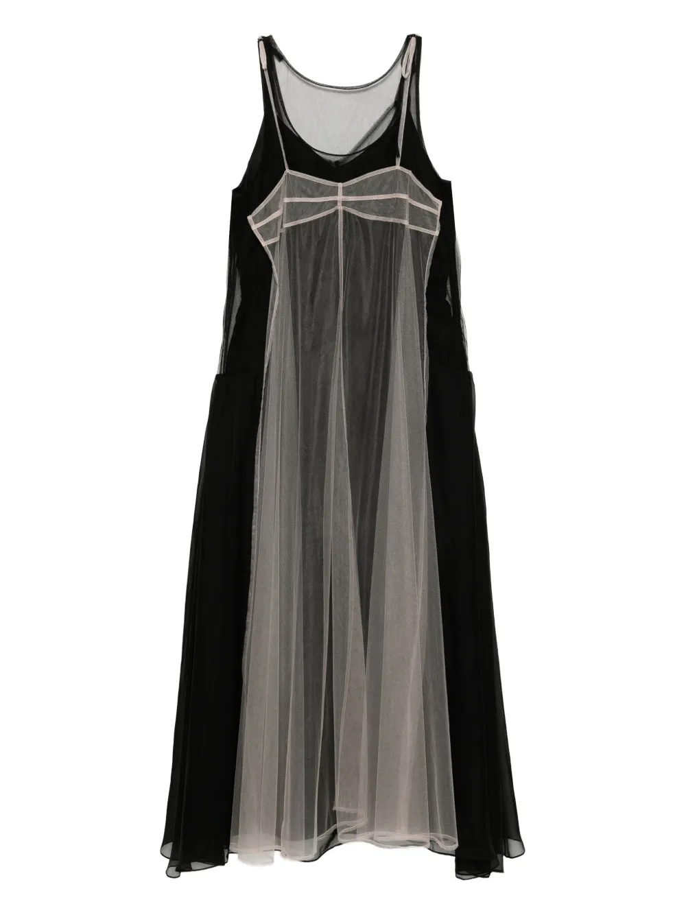 Quetsche semi-sheer layered dress | Black | Image 1