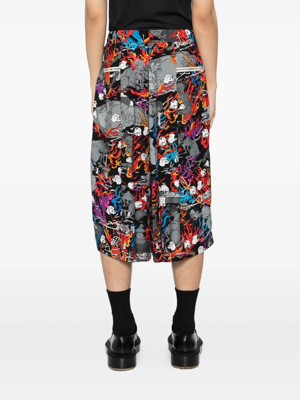 Kidill Flame-skull Print Shorts In Multi