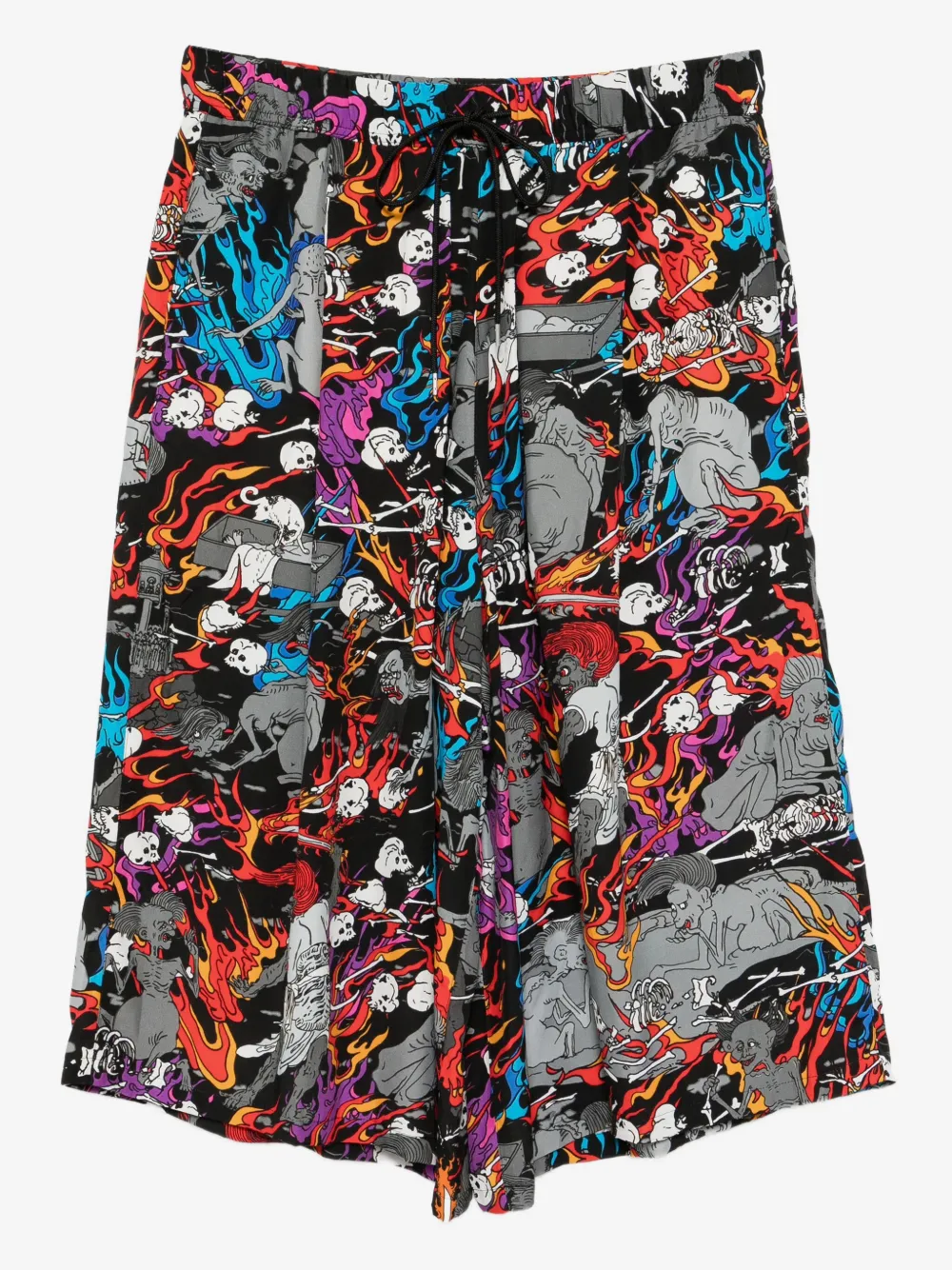 Kidill flame-skull print shorts | Black | Image 1