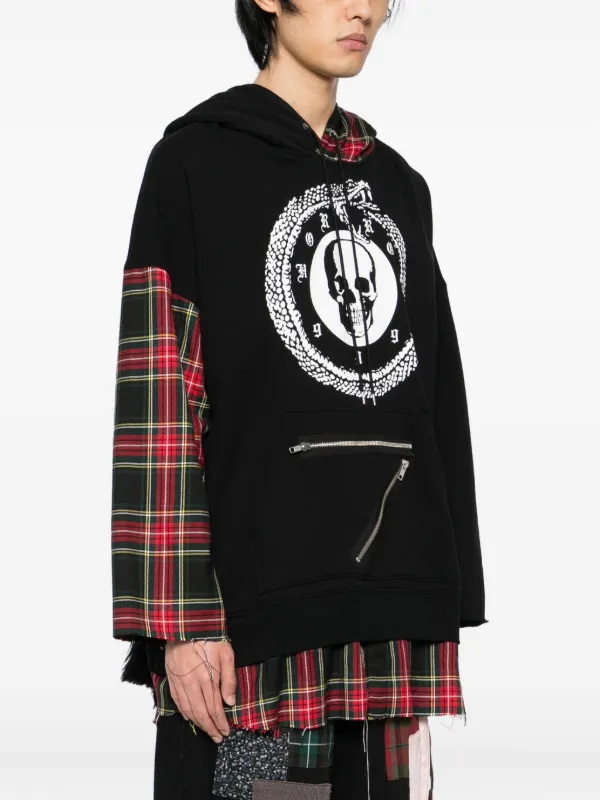 Kidill skull-print plaid-paneled Hoodie | Black | FARFETCH
