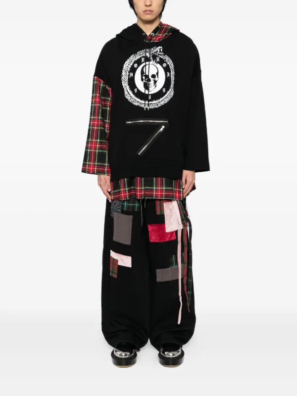 Kidill skull-print plaid-paneled Hoodie | Black | FARFETCH
