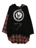 Kidill skull-print plaid-paneled hoodie - Black