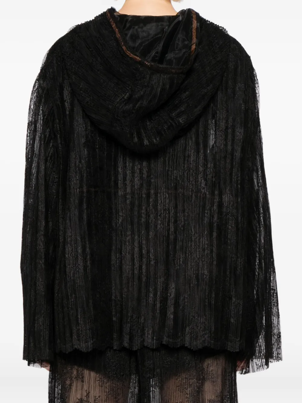 Quetsche Layered Lace Hooded Jacket In Black