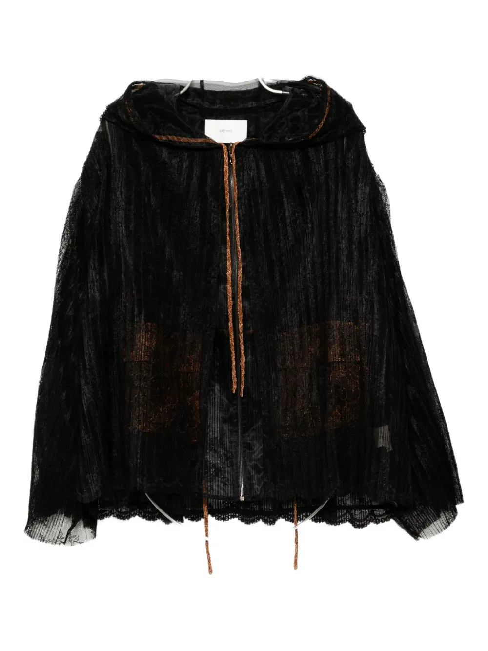 Quetsche Layered Lace Hooded Jacket In Black
