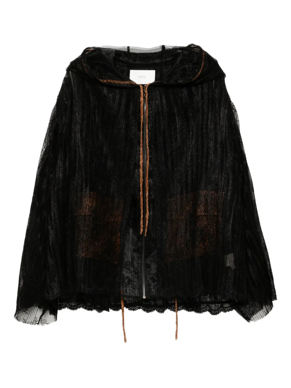 Quetsche layered lace hooded jacket | Black | Image 1