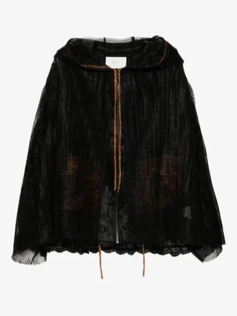 Quetsche layered lace hooded jacket