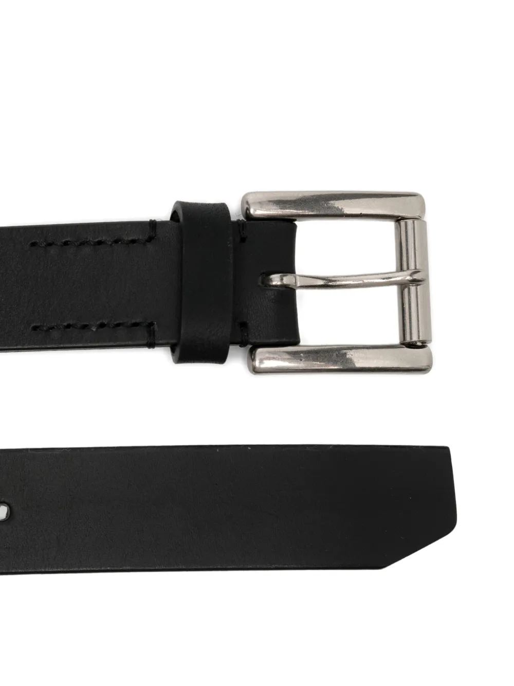 Yohji Yamamoto Leren riem met logo-reliëf - Zwart