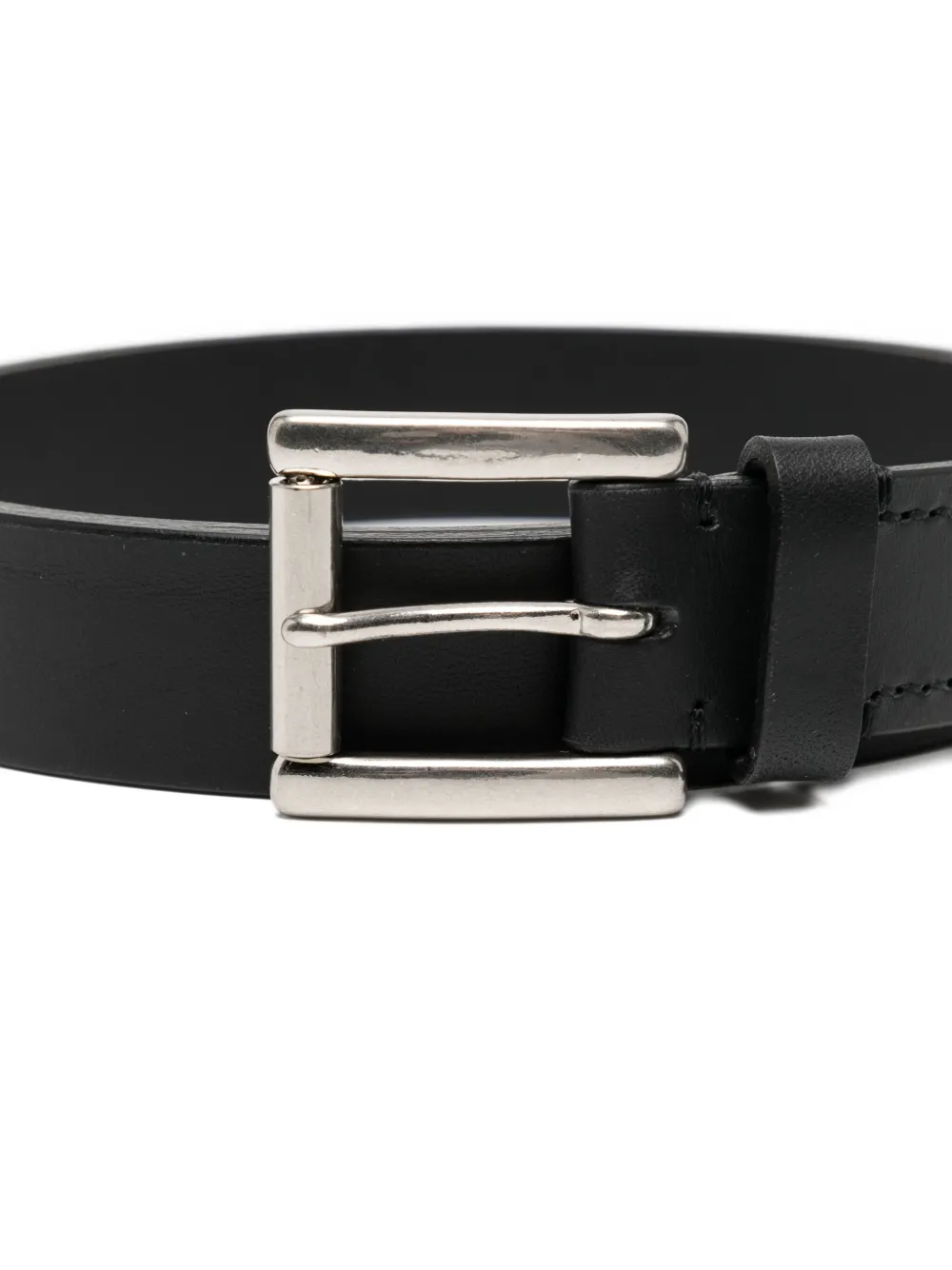Yohji Yamamoto Leren riem met logo-reliëf Zwart
