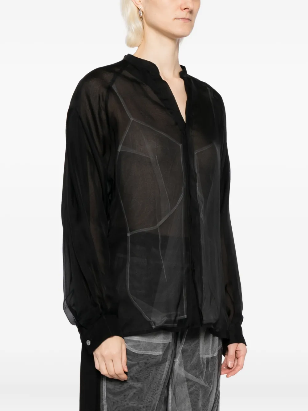 Quetsche Bustier blouse verfraaid met tule Zwart