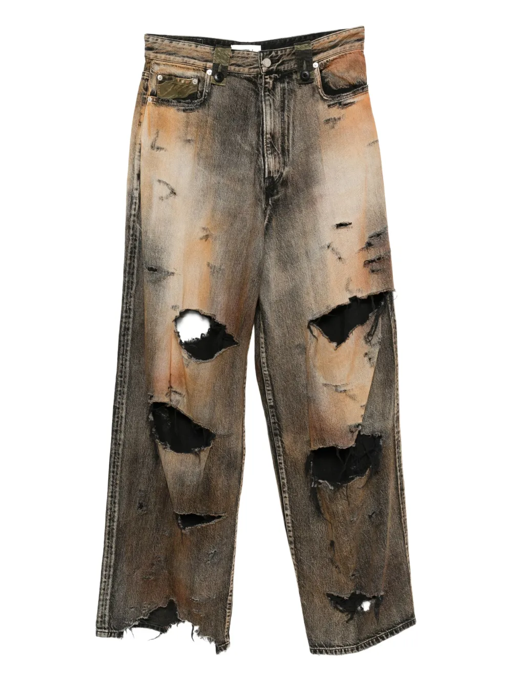 Kidill distressed panelled jeans | Brown | Image 1