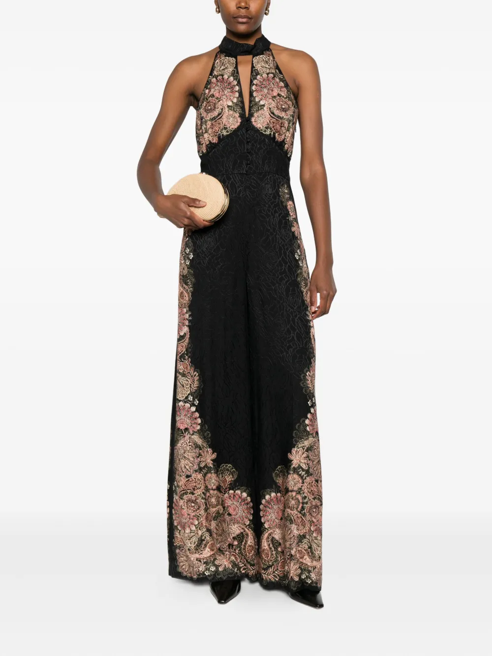 TWINSET Jumpsuit met geborduurde bloemen - Zwart