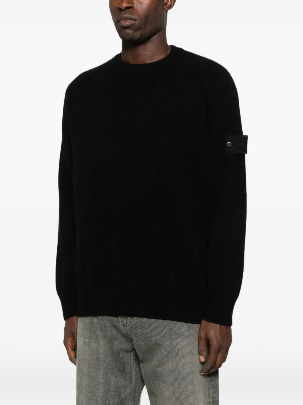 Stone Island Sweater met logopatch en lange mouwen Zwart