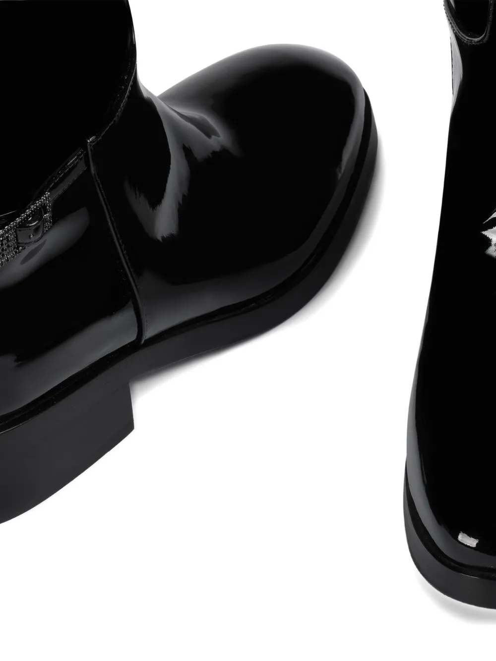 Le Silla Charlotte Patent Leather Buckle Boots In Black