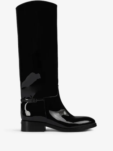 Le Silla Charlotte patent leather buckle boots
