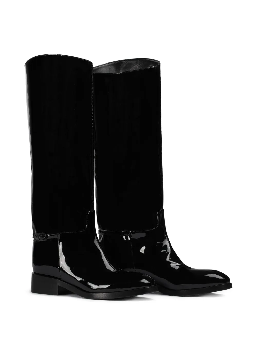 Le Silla Charlotte Patent Leather Buckle Boots In Black