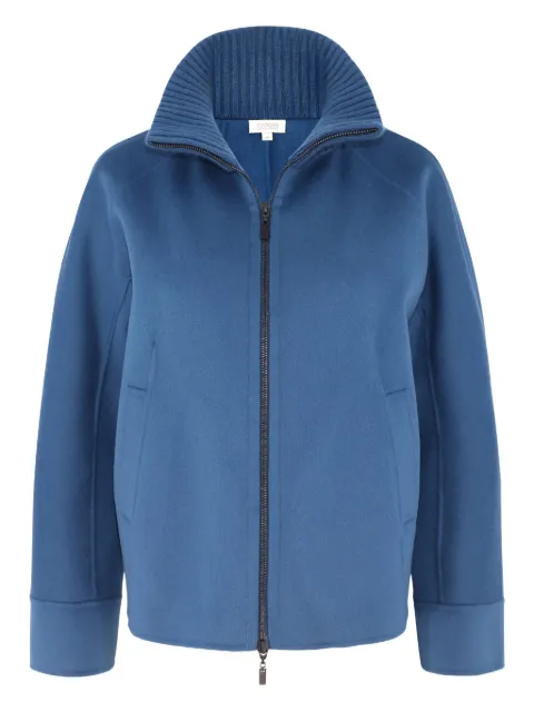 Kinross Cashmere knit-trim zip jacket