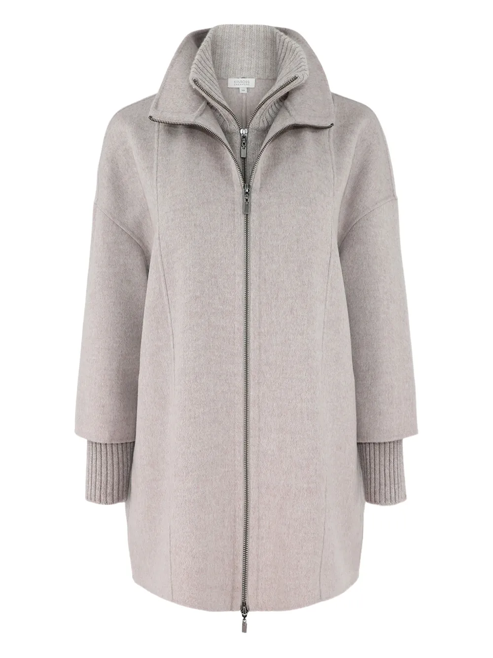 Kinross Cashmere knit-insert zip coat | Grey | Image 1