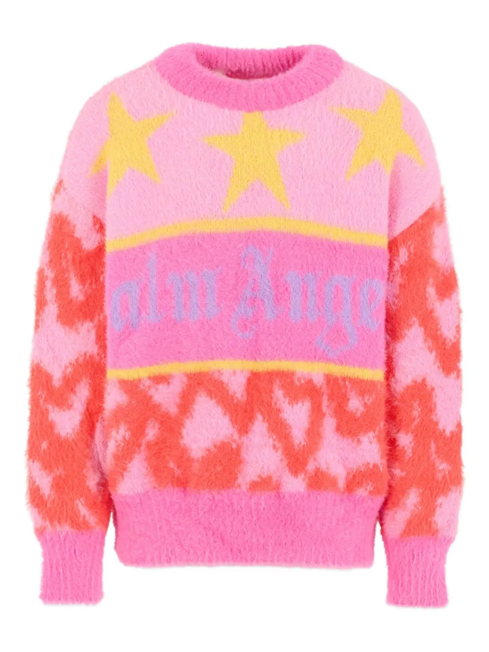 Palm Angels Kids logo-intarsia knit sweater Roze