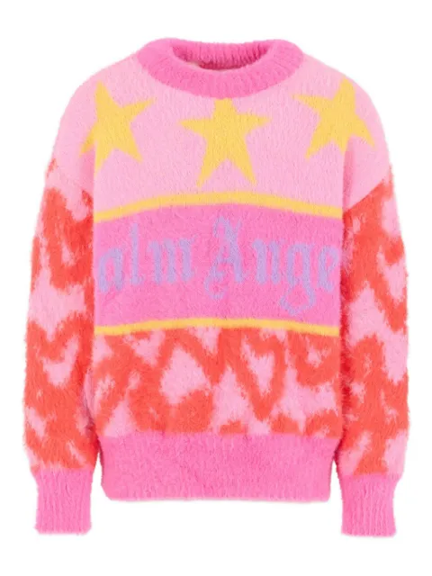 Palm Angels Kids logo-intarsia knit sweater