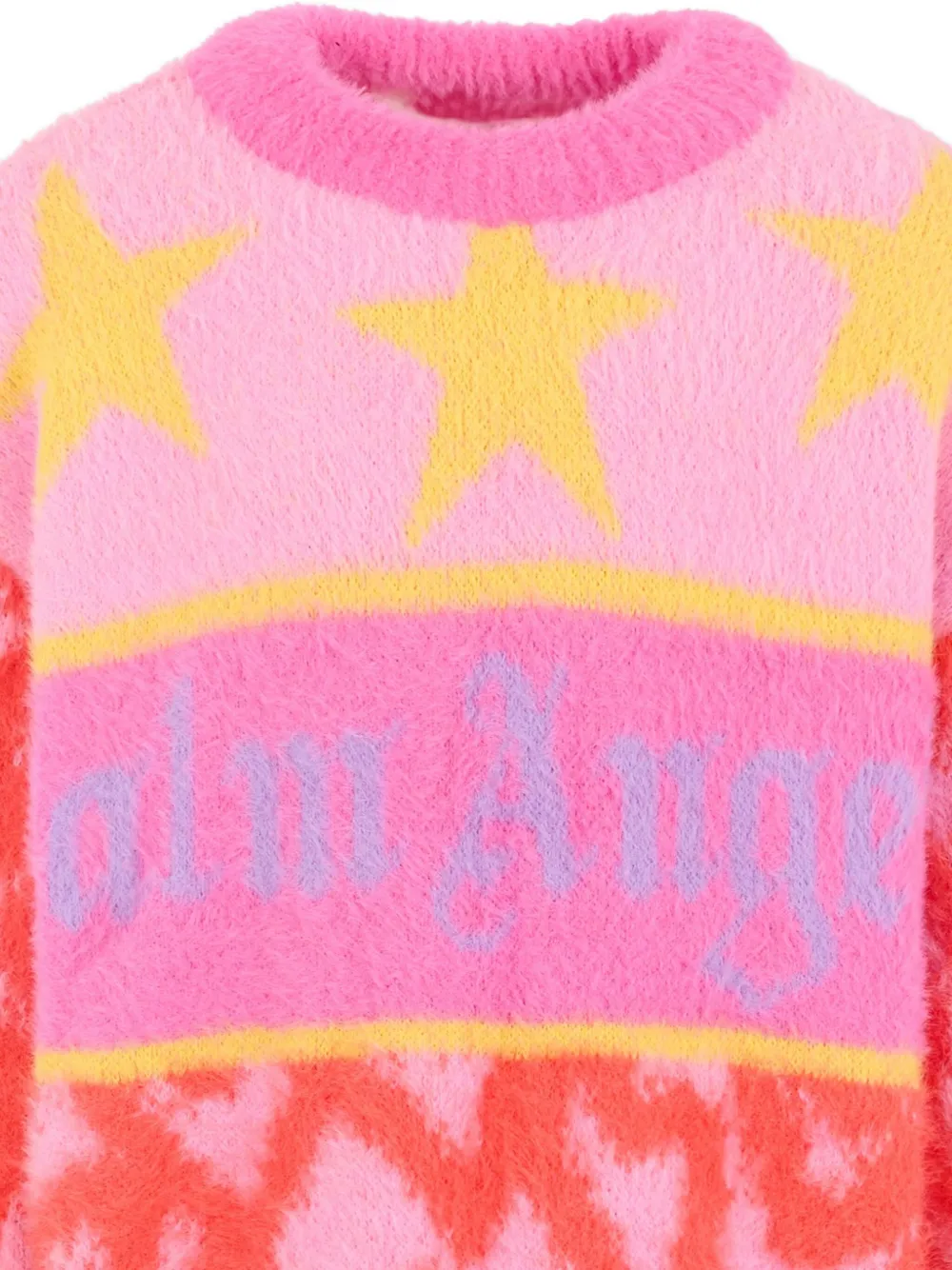 Palm Angels Kids logo-intarsia knit sweater Roze