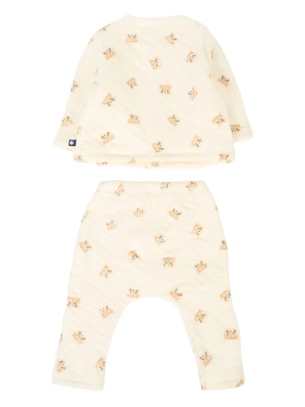 Petit Bateau Gewatteerde romperset met beerprint Beige