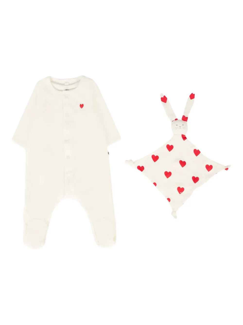 Petit Bateau heart-pajamas comforter set Wit