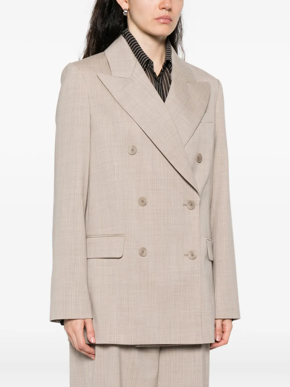 Joseph Double-breasted Checked Blazer In Neutral