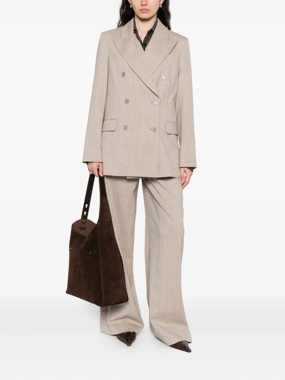 Joseph Double-breasted Checked Blazer In Neutral