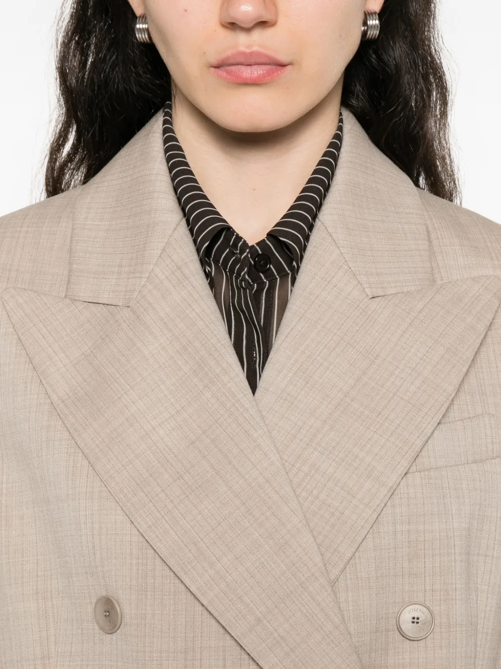 Joseph Double-breasted Checked Blazer In Neutral