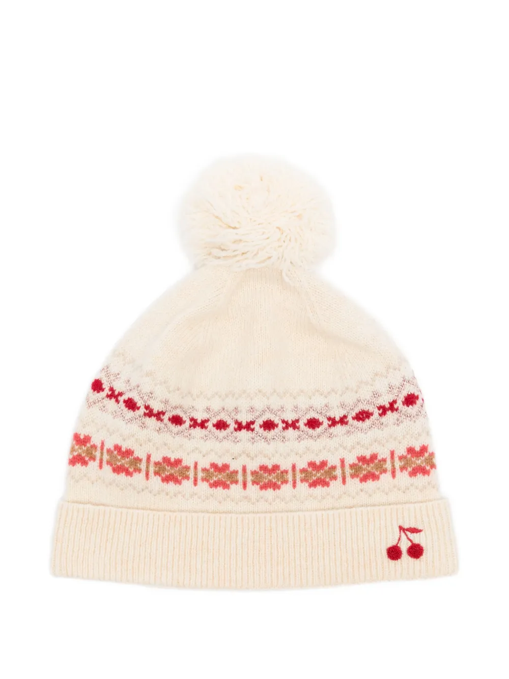 Bonpoint Muts met kersenpatroon Beige