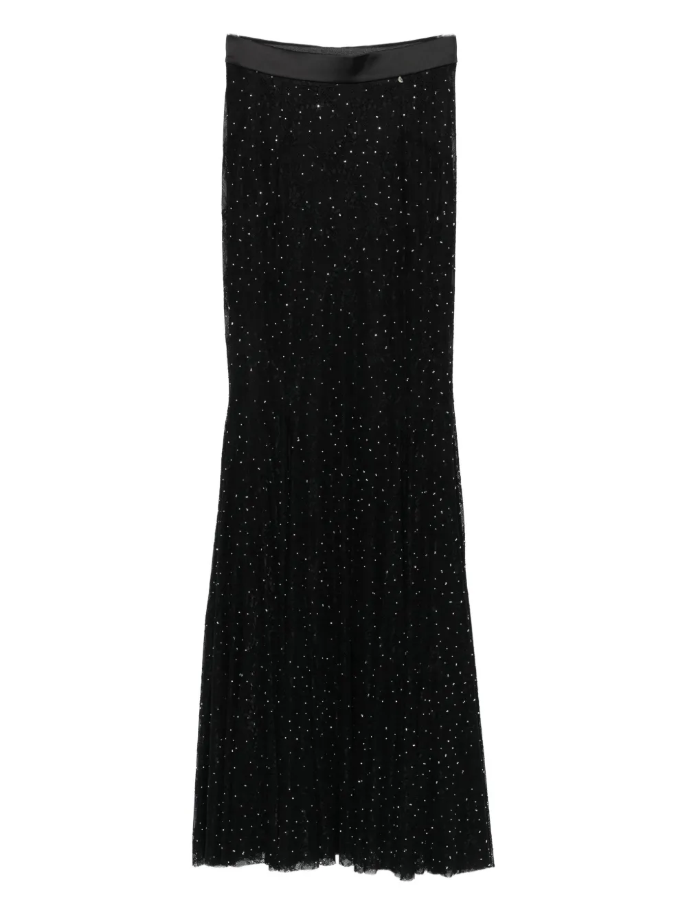 Nissa Pleated Embellished Maxi Skirt In Black