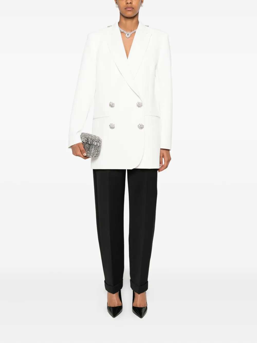 NISSA Blazer met dubbele rij knopen Wit