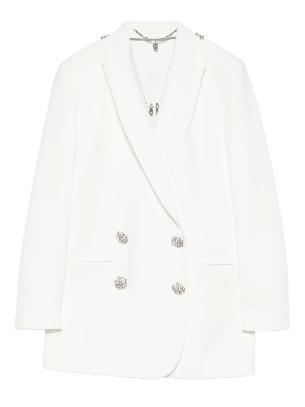 NISSA crystal-embellished double-breasted blazer | White | Image 1